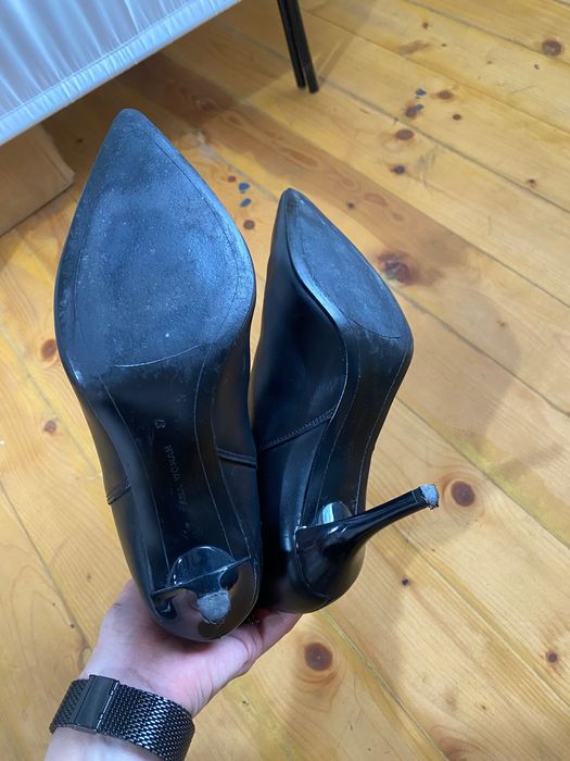 Боти Zara тип челси от естествена кожа в черно