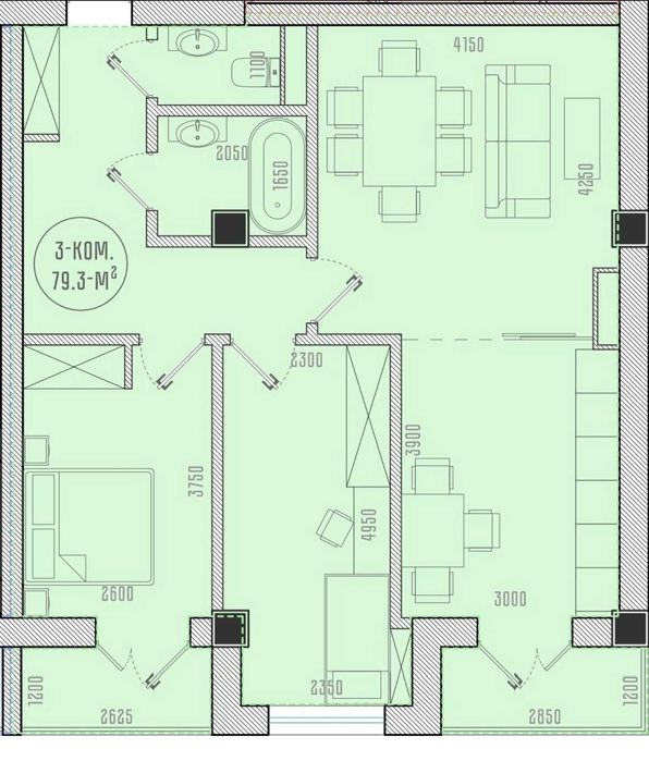 *Binkat улШота Руставелли 3ком квартира.80м2 Коробка.Лучшая инвестиция