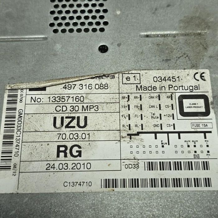Unitate CD 30MP3 Opel Corsa D