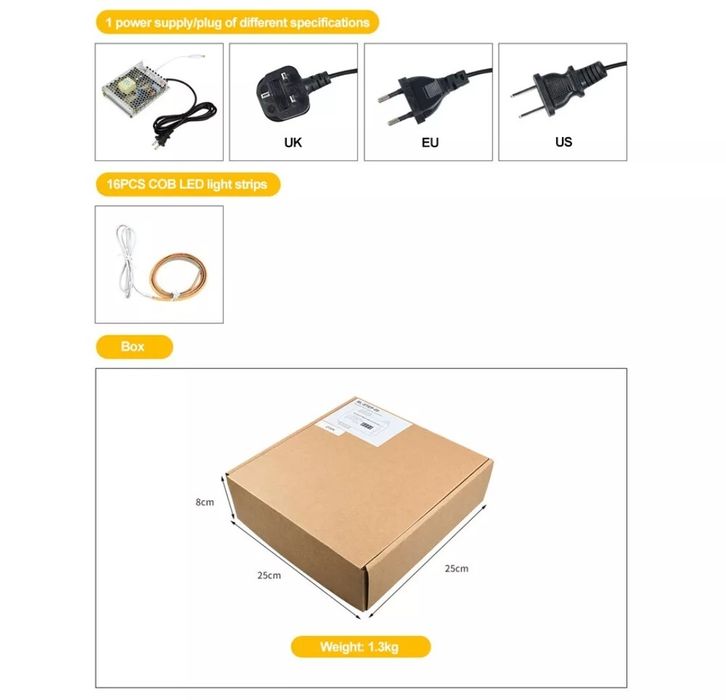 LED стълбищно осветление контролер+траф+PIR датчици+16×COB ленти