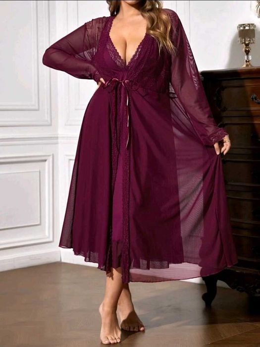 Страхотна нощница с халат голям размер