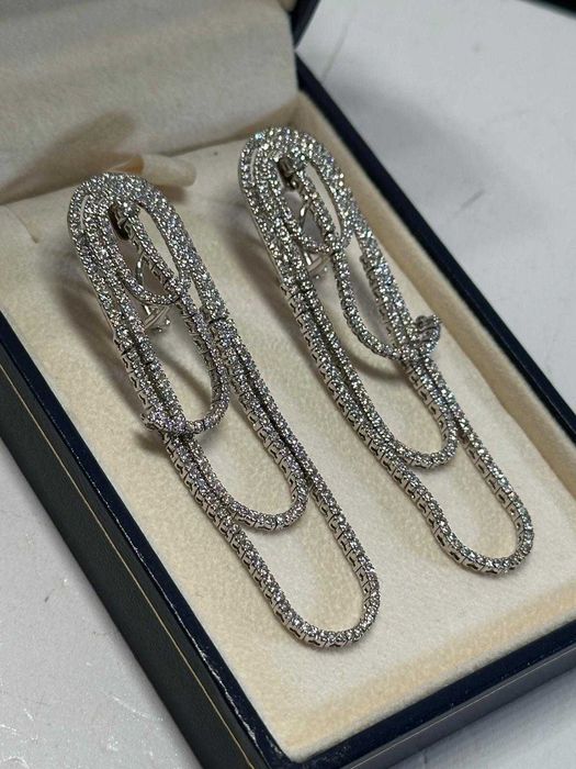 CERCEI AUR alb 18K + 540 Diamante TOP x 0.01 = 5.4CT - 22g. - Tip " Tennis" - Gordini !