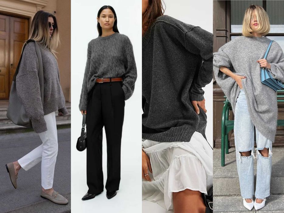 Pulover lana oversize gri Maerz