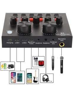 Внешняя звуковая карта- Микшер V8 с 12 эффектами Bluetooth , доставка