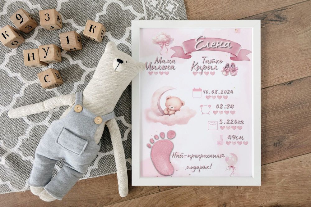 Персонализирана бебешка визитка / Картичка за бебе