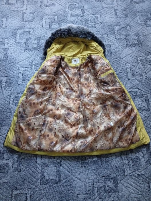 Geacă de iarnă damă, lungă, galben-muștar