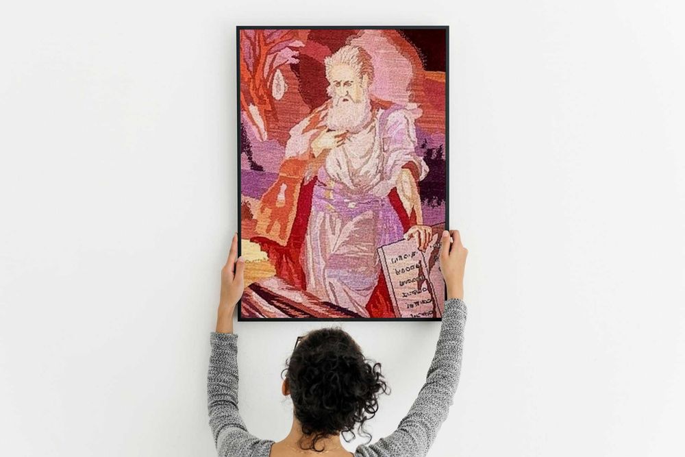 Goblen original „Moses” – brodat manual, 35×50 cm, 30 culori
