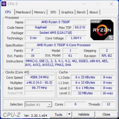 AMD Ryzen 5 7500F