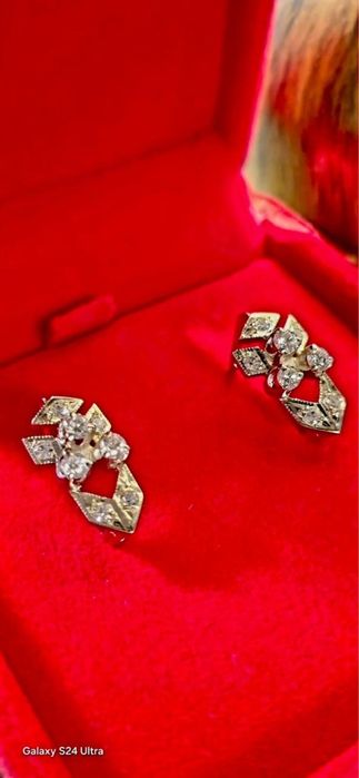 Золотые серьги СССР с Якутскими бриллиантами 583 проба