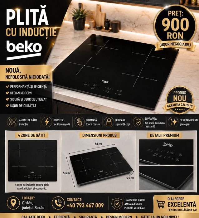 Plita electrica cu inductie Beko