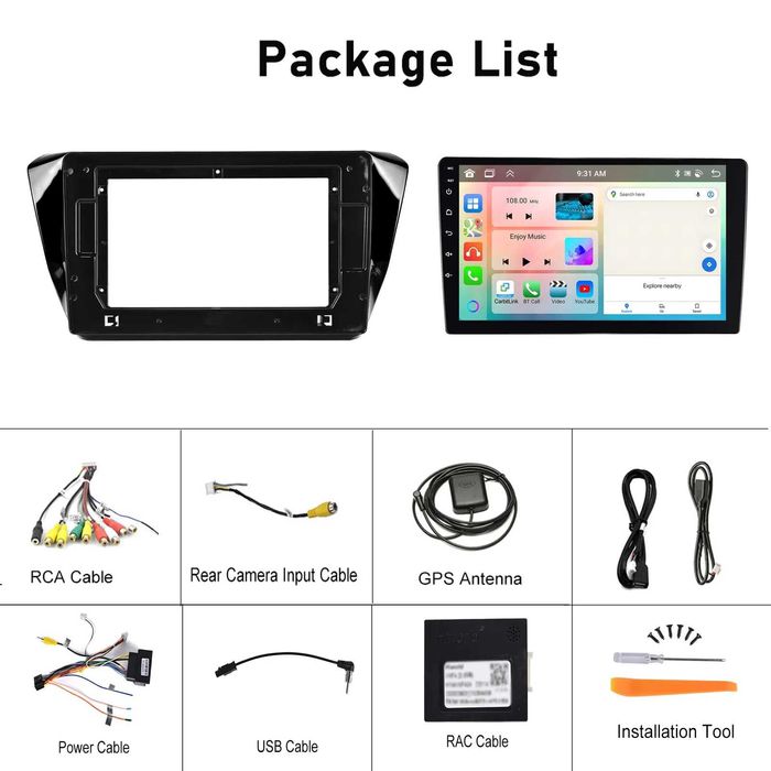 Мултимедия за Skoda Superb 3 Андроид, навигация Android Двоен дин 2DIN