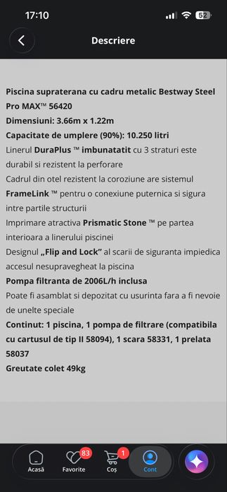 Piscină copii/familie, aproape nouă – ideală pentru curte, vară, joacă și relaxare