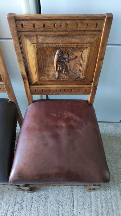 Scaune vintage lemn masiv lucrate manual