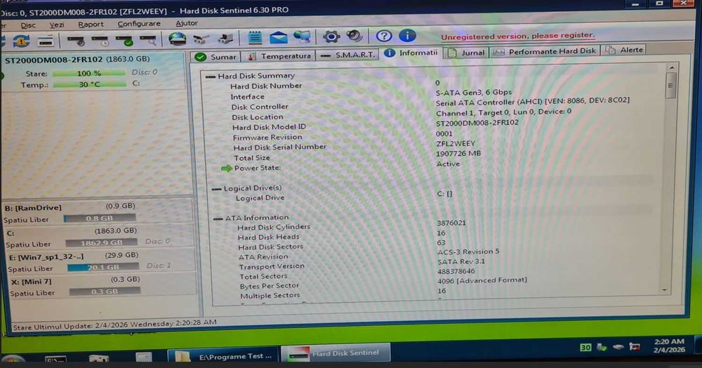 HDD Desktop Seagate BarraCuda, 2TB, 7200rpm, 256MB cache, SATA-III