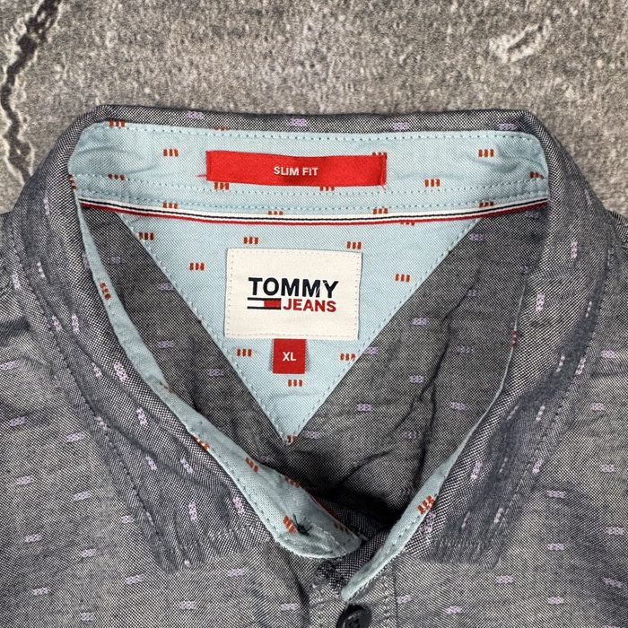 Мъжка риза Tommy Jeans - XL - Памук - Сив десен