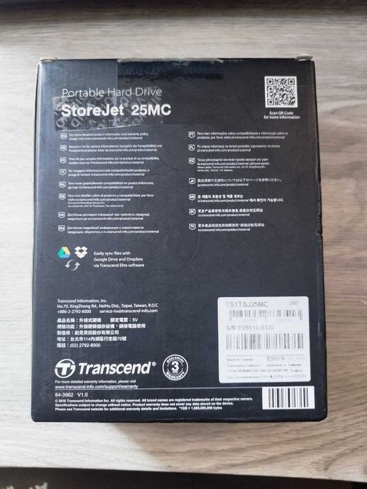Transcend StoreJet 25MC 1TB USB Type-C — новый