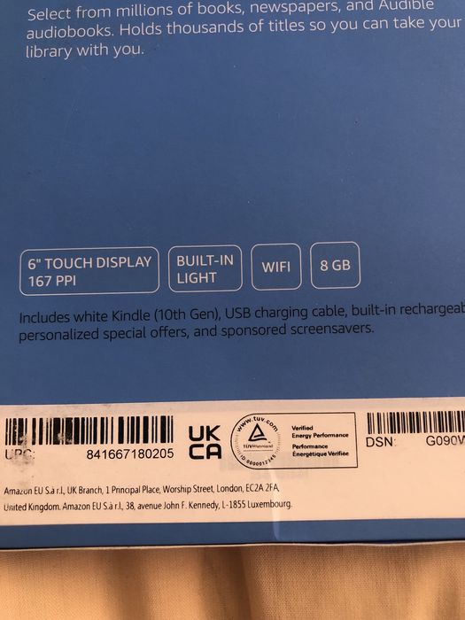 Kindle 10th generation, 6 inch дисплей