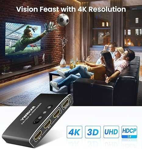 HDMI превключвател 3 в 1 изход 4K UHD