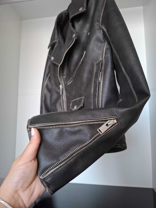 Мъжко кожено яке Biker от еко кожа модел на ZARA - ново