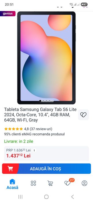Tableta Galaxy Tab S6 Lite WIFI