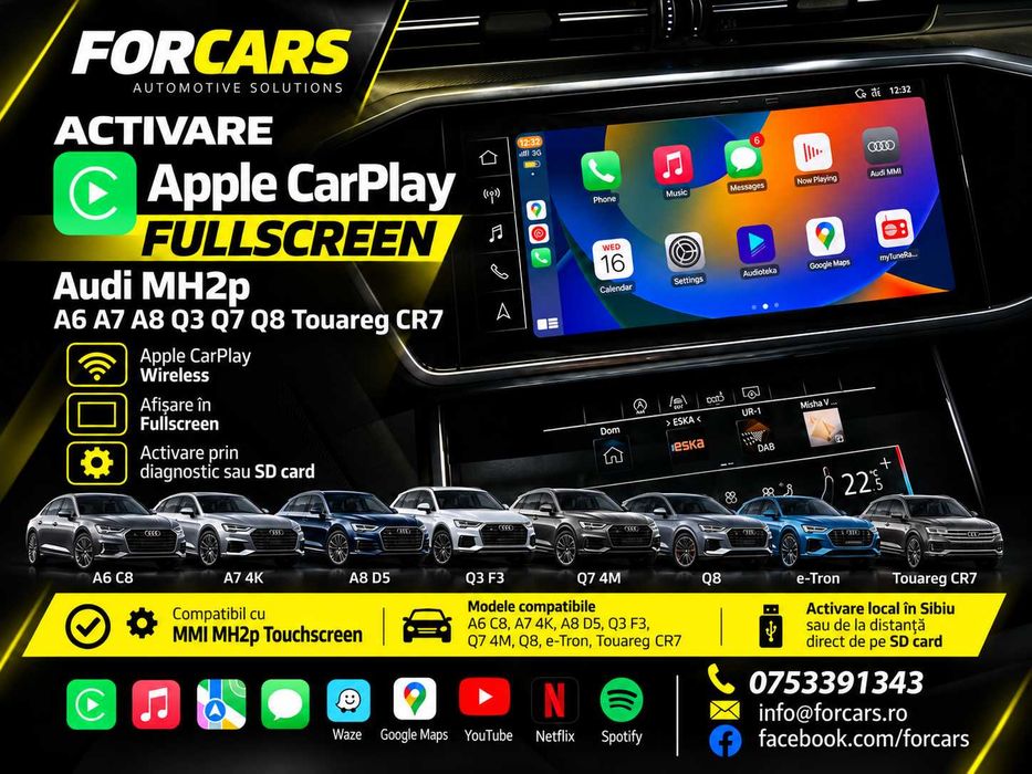 Activare Apple CarPlay Android Auto MH2p Audi A6 C8 A7 4K Q3 F3