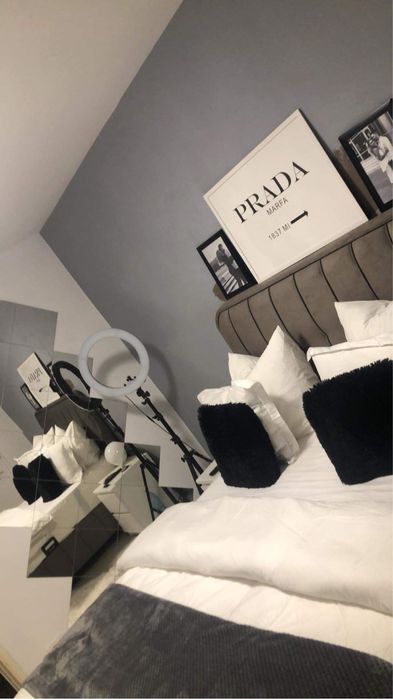 Pat matrimonial cu saltea si lada depozitare 160x200 gri/maroniu