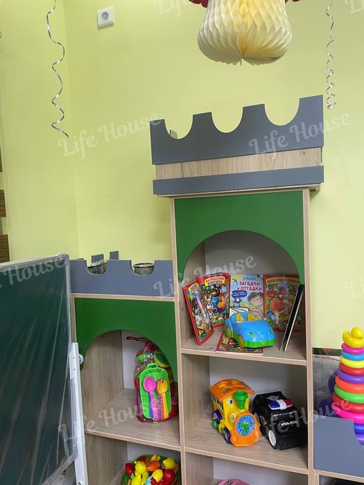 Bogha uchun mebel, стеллаж для игрушек в детском саду