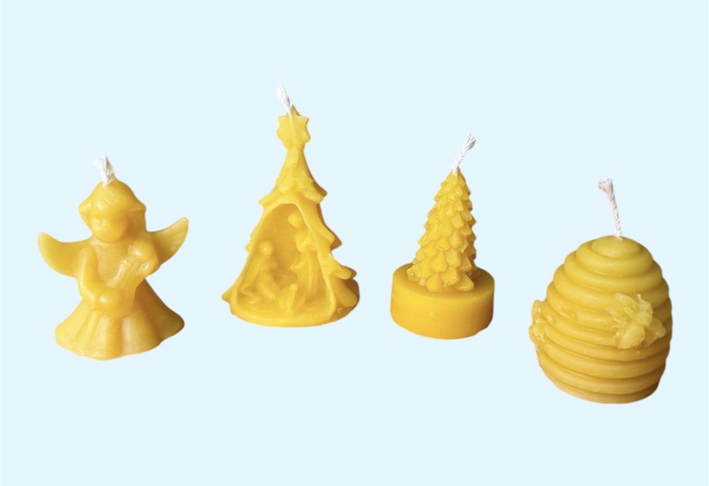 Восъчни свещи от натурален пчелен восък - ръчно изработени