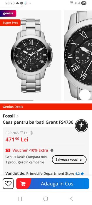 Vând ceas bărbați Fossil