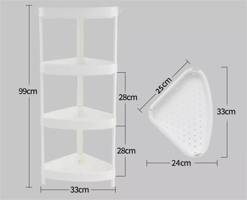 Стеллаж уголок для ванной, кухни. Прочный пластик