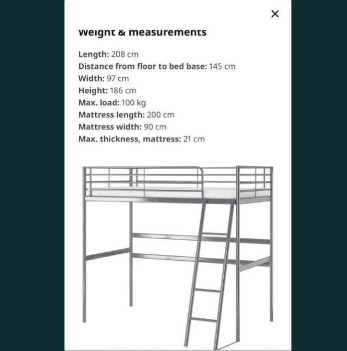 Vând pat metalic supraetajat Ikea cu saltea și scara inclusa