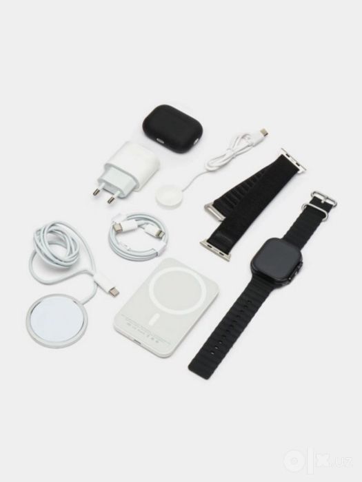 Smart Watch Ultra to‘plami | Naushnik + Powerbank + Wireless charger