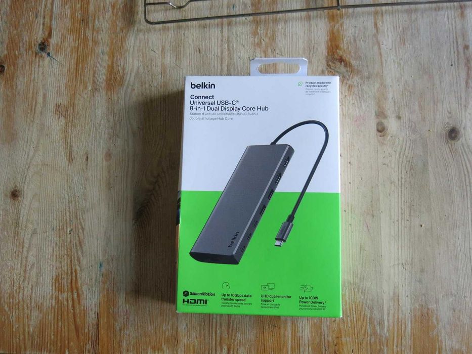 Belkin USB-C 8 в 1 хъб,2 USB-C, 2 USB-A, 2 HDMI, Ethernet и 100 W порт