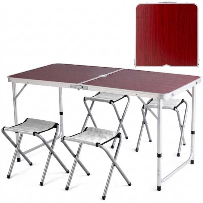 Сгъваема къмпинг маса с 4 стола, 120см х 60см