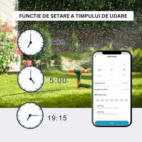 Sistem Irigare Gradina Programator 6 Zone Wi-Fi Tuya Udare Inteligenta