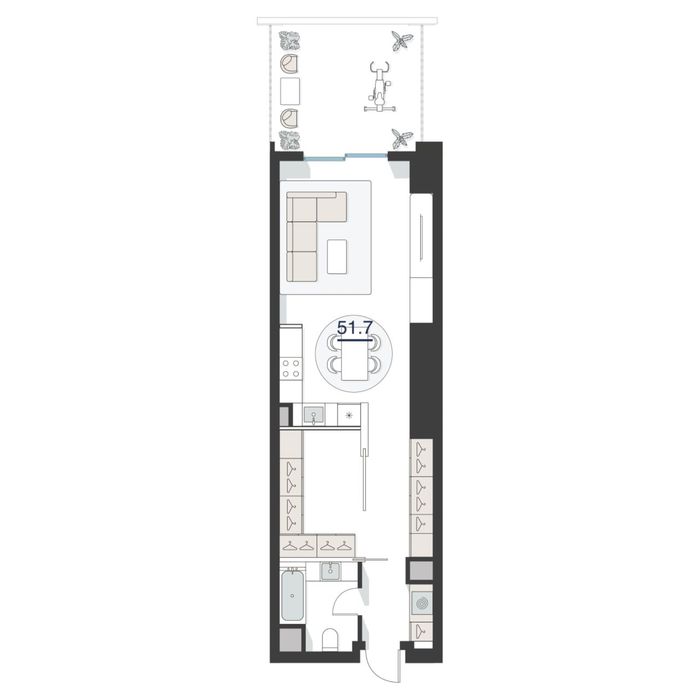 Продам! Nest one 2/4/51 Вид на Хумо арена А блок
