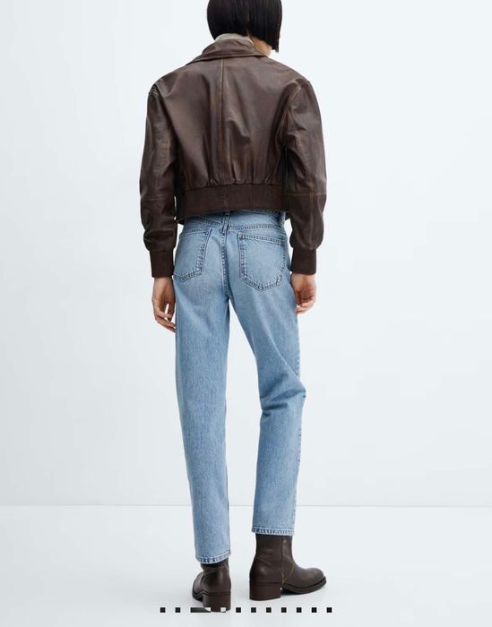 Яке от естествена кожа с махаща се яка от овча кожа