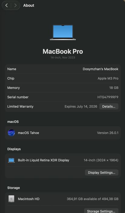 Macbook 14 pro m3 pro