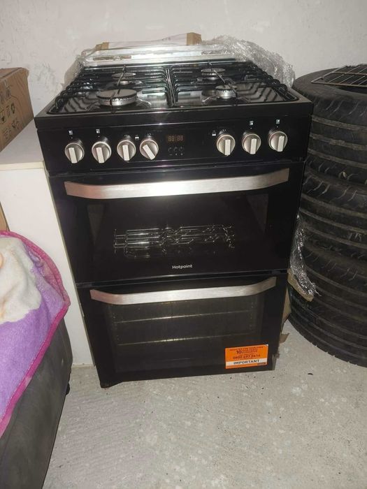 Aragaz mixt (gaz și electric) TieDex UK HOTPOINT Multiflow HDM67G9C2CB, 60 cm – Negru