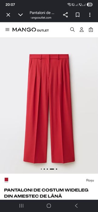 Pantaloni 41% lana Mango, noi, cu eticheta