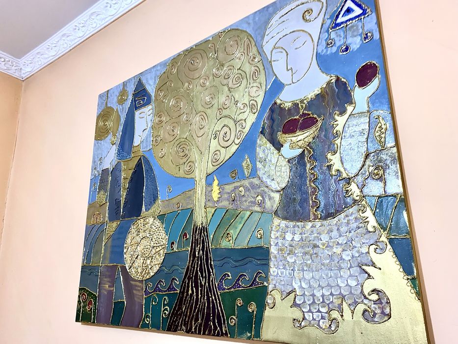 Картина в Этно стиле подарок на Наурыз Ручная работа, для Офиса, центр