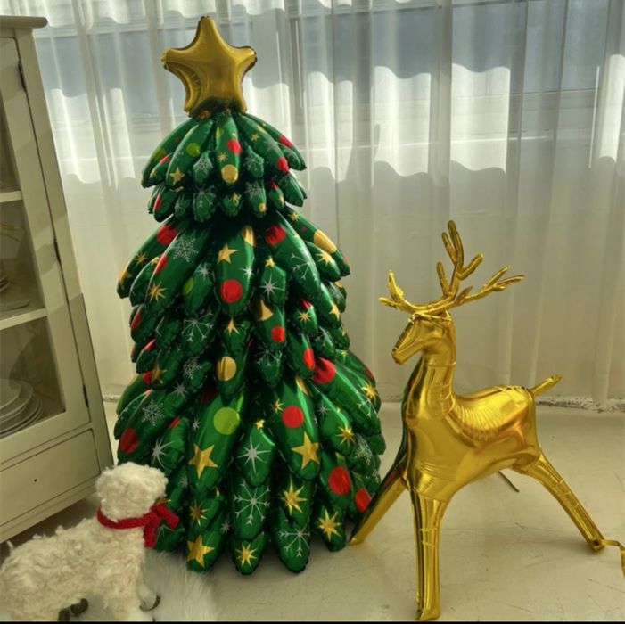 Шары елка и олень фольгированные