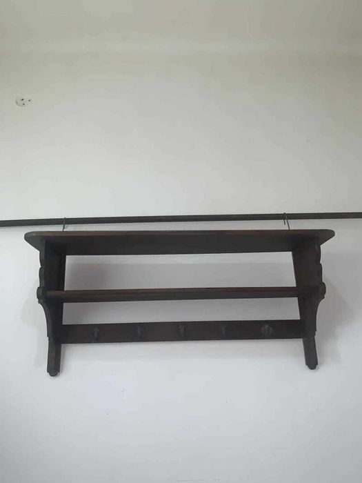 Cuier/Polita din lemn cu 5 cuie din bronz