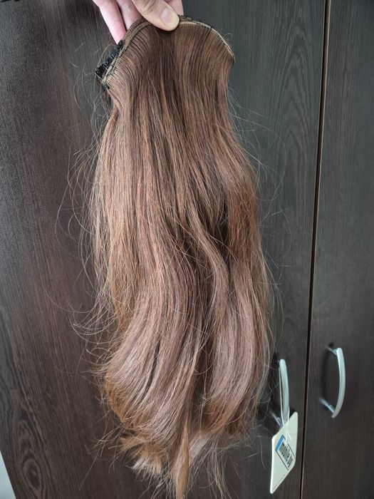 Естествена коса кестенява 65гр.