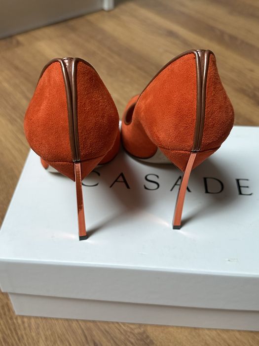 Pantofi CASADEI , nr 38, culoare Orange, piele nubuc