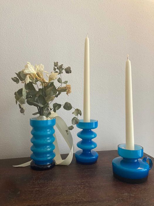 Set 3 vaze rare Friedrich Kristall – design Memphis / modern scandinav, West Germany