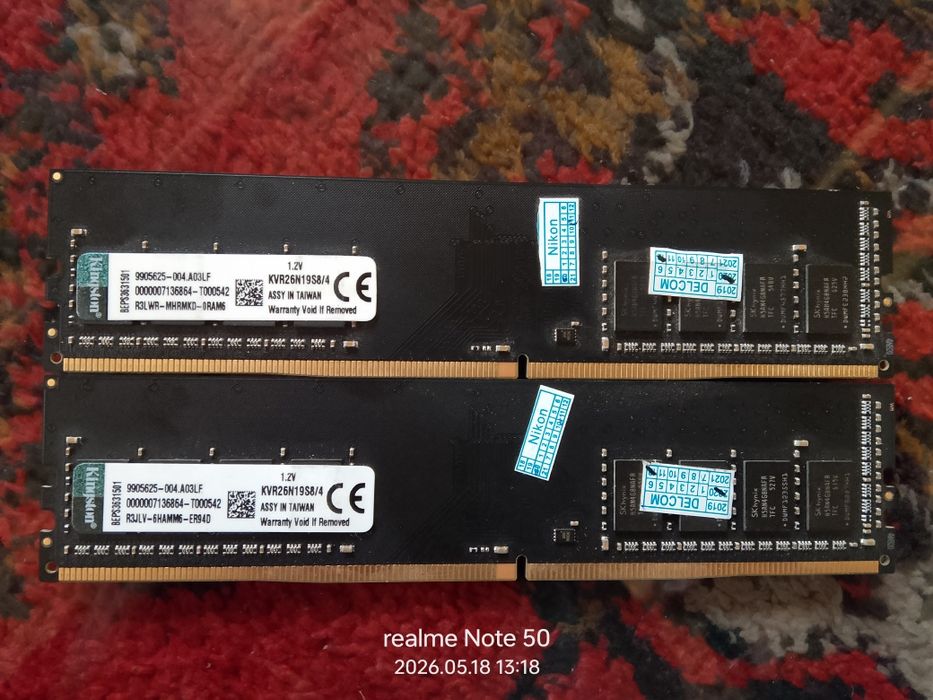 Ddr 4. 4+4 8 g 2667 ram xolati yaxshi Kingston brendi zor xolatda