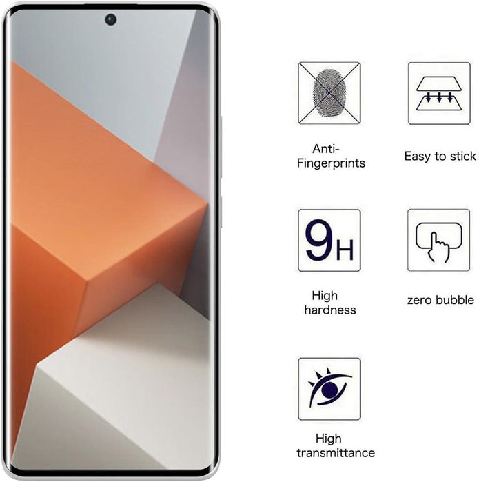 5D Извит Стъклен Протектор за Дисплей за Xiaomi Redmi Note 13 Pro+