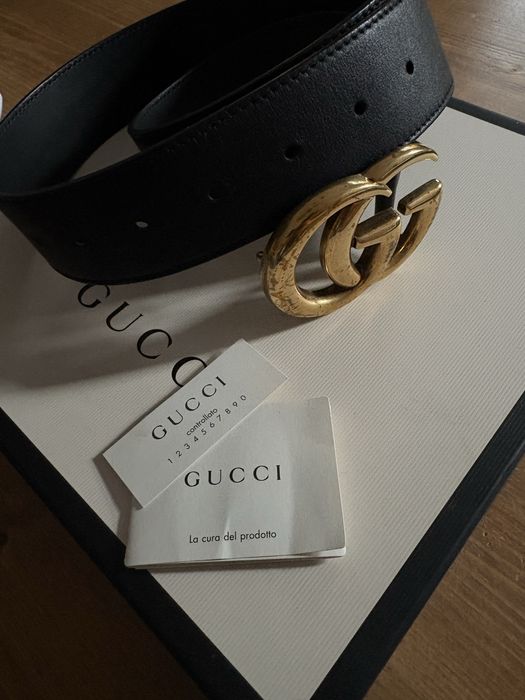 curea Gucci Leather With Double Gold G Distressed Buckle