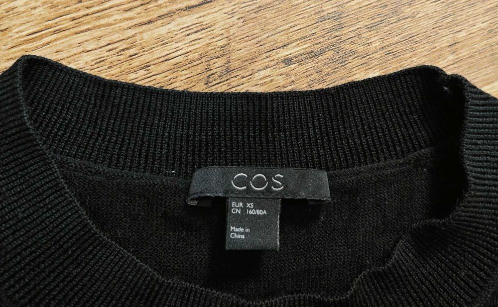 COS Оригинална черна рокля вълна / коприна размер XS